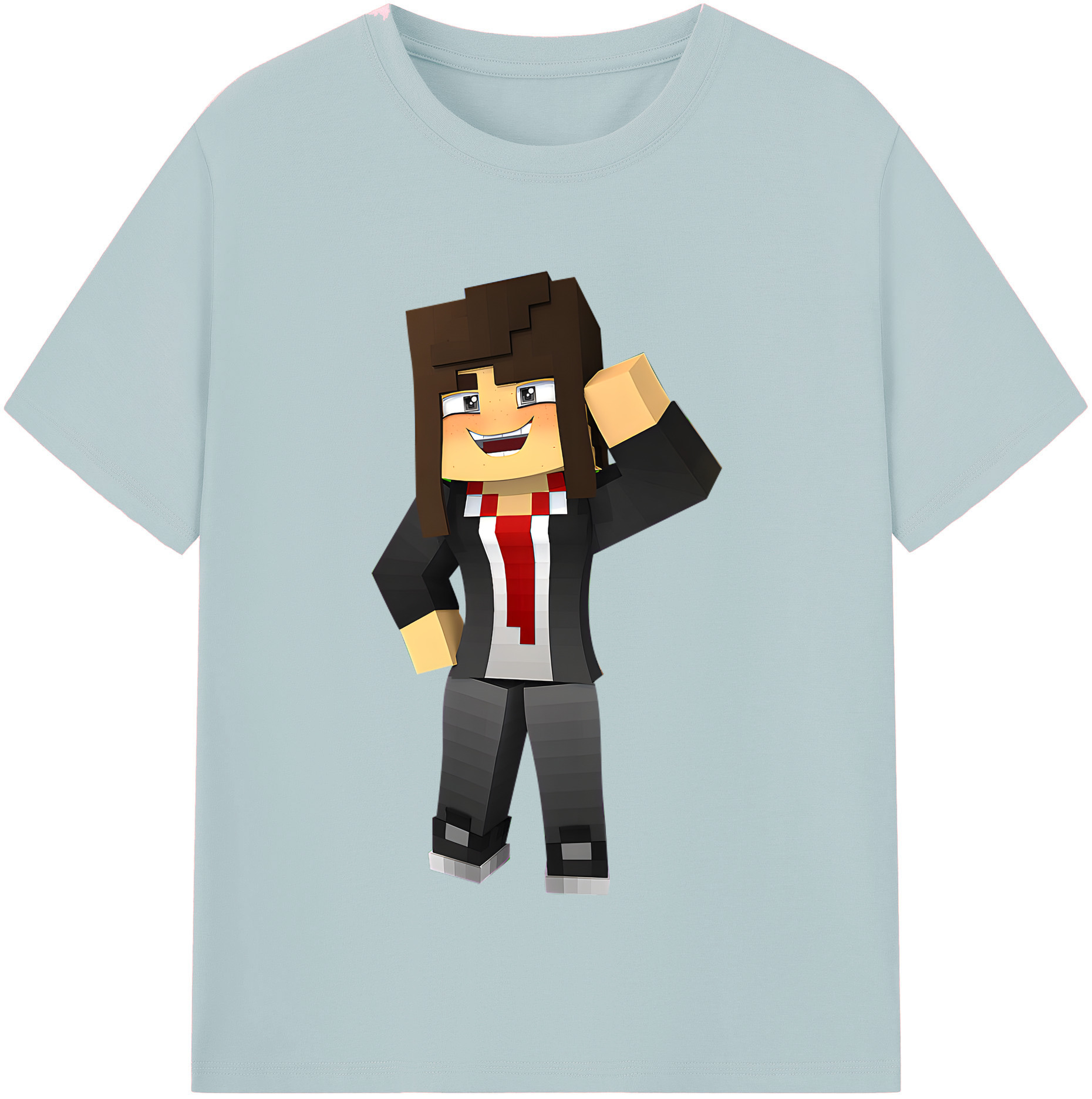 （画像用） マインクラフト ブロックの世界 Minecraft MC Block world 綿100％半袖Tシャツ（フロントプリント）